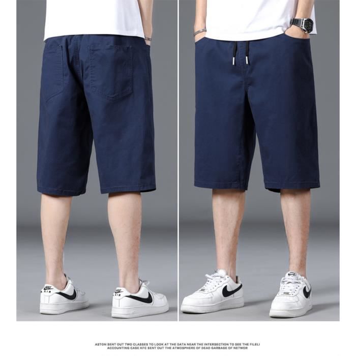 Bermuda Homme Grande Taille Confortable Leger Ete Couleur Unie