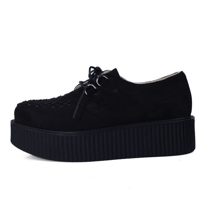 Derby Homme RoseG Cuir Lacets Plateaforme Punk Creeper Chaussures Oxfords Noir Cdiscount