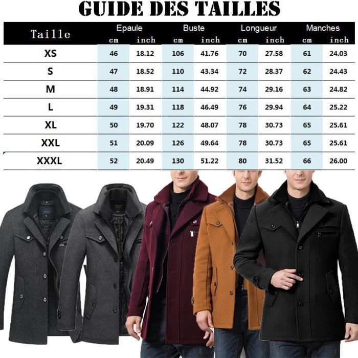 Foweknow Manteau En Laine Pour Homme - Manteau Long Et élégant