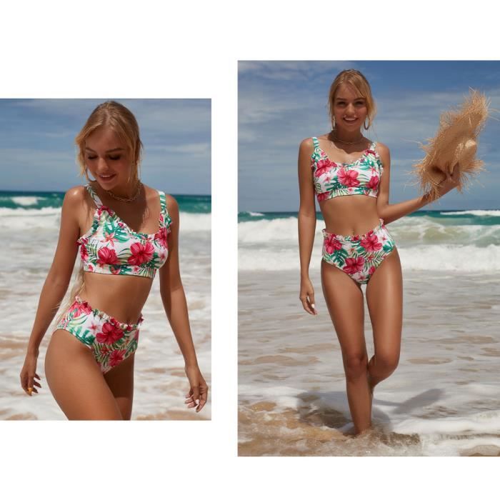 Maillot de bain 2 pièces imprimé floral