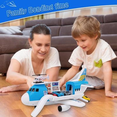 Avion Jouet Transporteur De Voitures - Lumières, Musique, Déformable, Cadeau Enfant