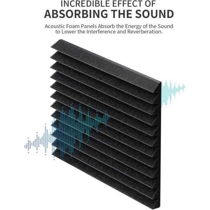 Isolation Phonique Mousse Acoustique Autocollante - Lot De 12 Panneaux 30x30cm - Anti-bruit Studio/podcast/bureau - Installation Facile Panneaux Acoustiques