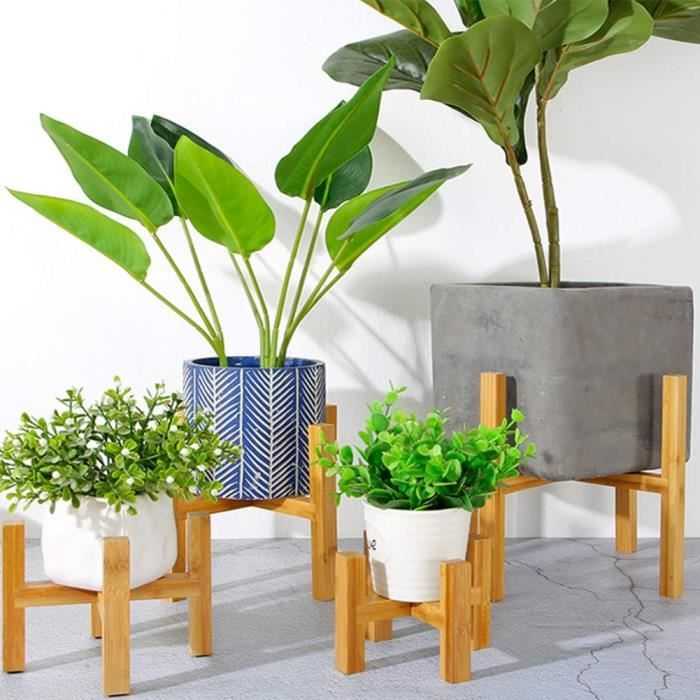 Support De Pot De Fleurs Moderne En Bambou Du Milieu Du Siècle