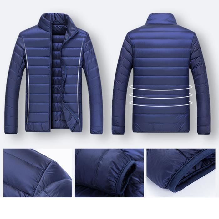 Doudoune Légère Imperméable Homme - Manteau D'hiver Chaud, Coupe-vent, Col Montant, Fermeture éclair Intégrale - 6
