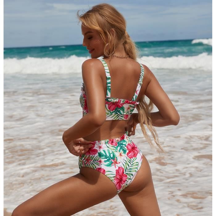 Maillots de Bain Ensemble 2 Pi ces Femme Bikini La age Volants
