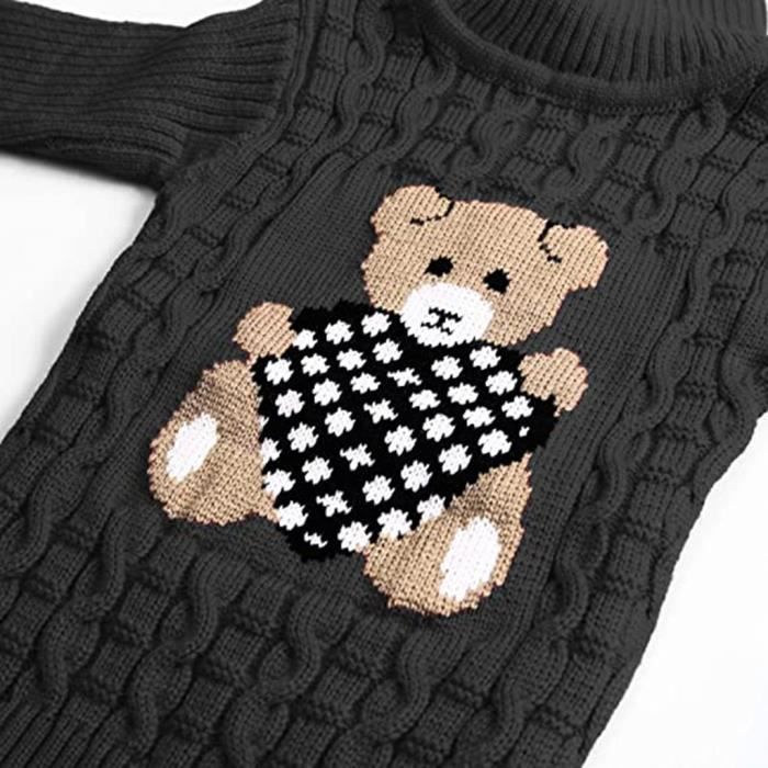 Pull a Grosses Torsades Col Roule Bebe Fille en Tricot Manches Longues Haut Chandail Motif Imprime Ours Noir 12 18 mois