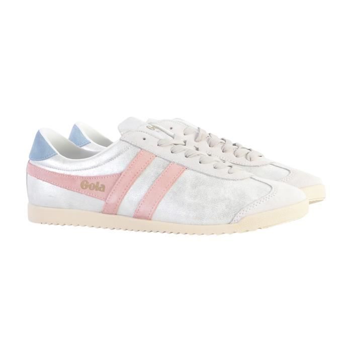 Basket Gola Bullet Blaze Femme GOLA Blanc Cuir Lacets Blanc rose glace Cdiscount Chaussures