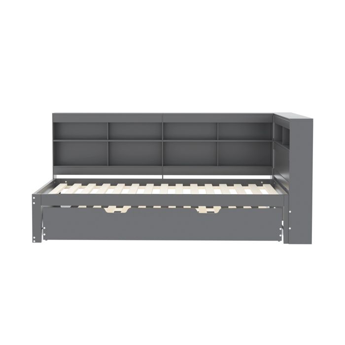 Canapé Lit 90x200 Cm Avec Lit Gigogne 90x190 Cm - LED, USB, Prises, Rangement - Sans Matelas - Blanc Ou Nature