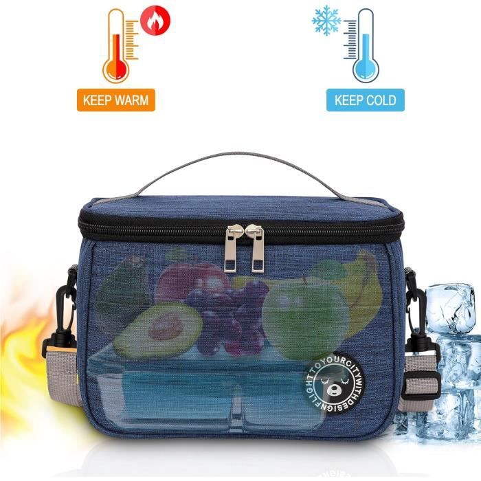 Sac Isotherme Repas 20L - 6h Chaud / 10h Froid, étanche, Multiples Poches - Pour école, Bureau, Pique-nique
