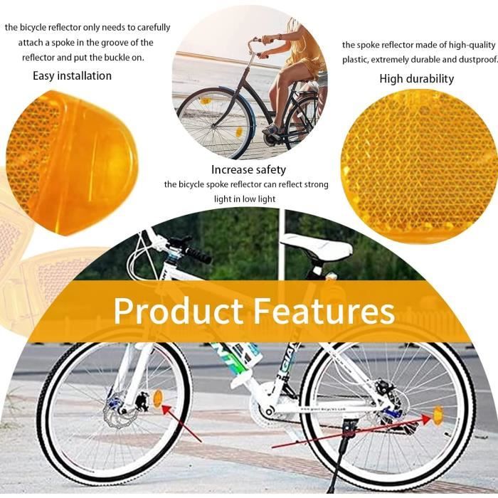 10 Pcs Catadioptre Velo, Réflecteurs pour Rayon Vélo, Réflecteur