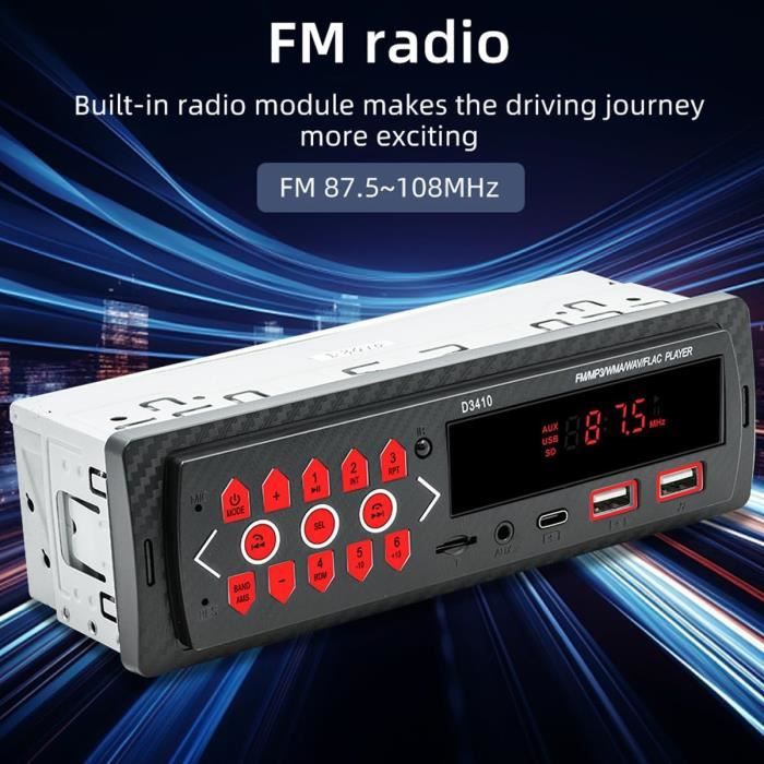 Autoradio 1 DIN Bluetooth FM USB AUX TF – Radio Voiture Avec App Localisation, Appels Mains-Libres