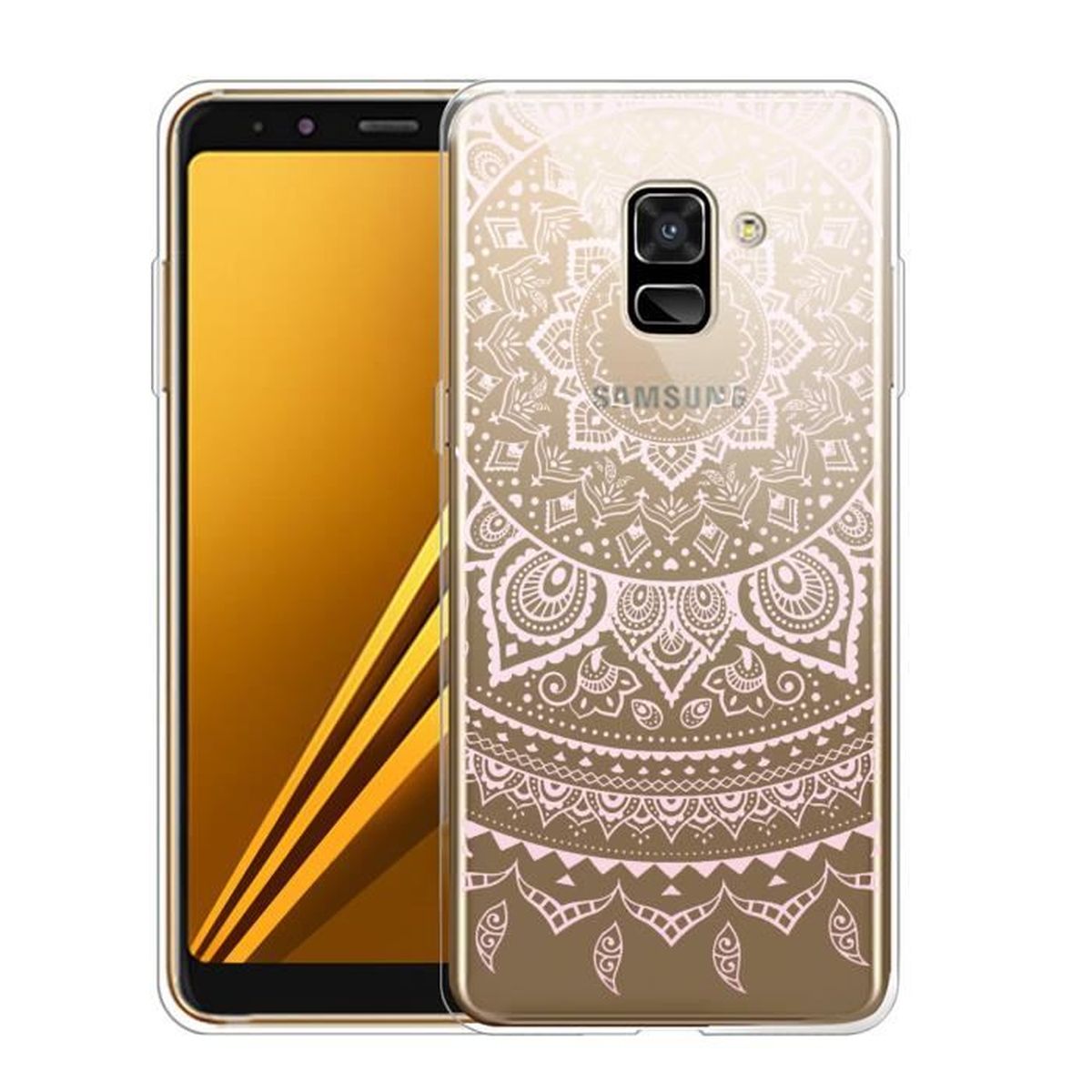 Pensée ChoosEU Compatible avec 3X Coque Samsung Galaxy A8 2018 Silicone Bumper Souple Motif Etui Soft Étui Antichoc Fleur Design Mignon Ultra Fine Mince Slim Housse Case Protection Amour éléphant 