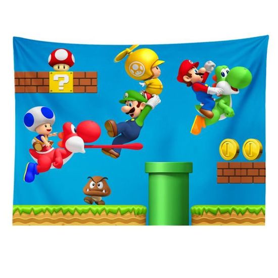 Tapisserie Tenture Murale Super Mario Impression Numerique Polyester 180x230cm Personnalisable Avec Votre Propre Photo Et Taille Cdiscount Maison