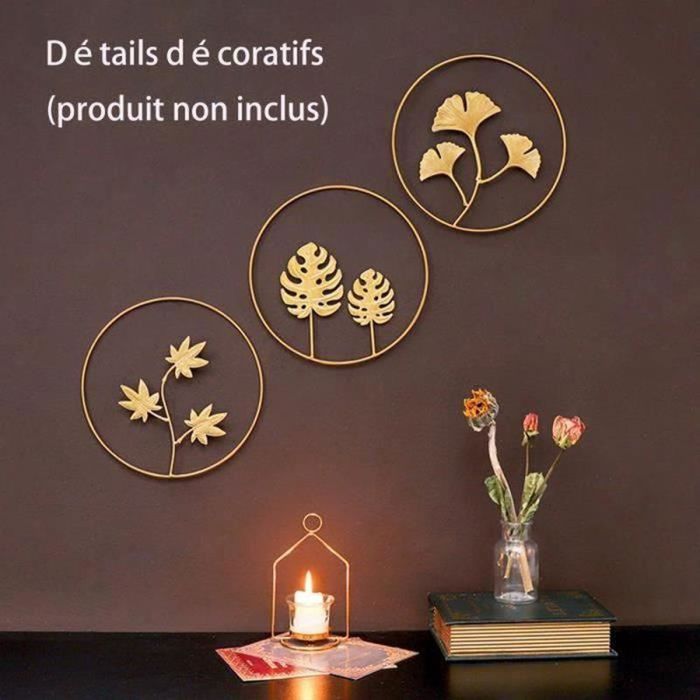 Art Mural En Métal Feuilles Dorées - Grande Sculpture Murale Moderne Pour Salon Et Chambre