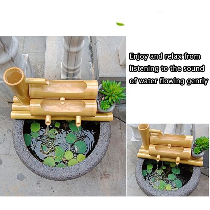 Fontaine Zen En Bambou 70cm Pour Jardin - Décoration Japonaise Avec écoulement D'eau Apaisant