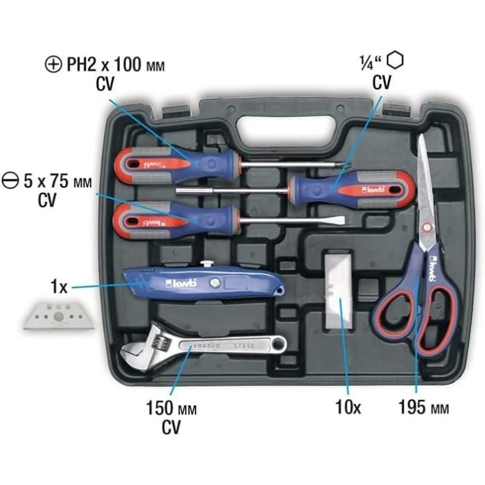 Kwb Boîte à Outils 125 Pièces En Plastique Robuste Avec