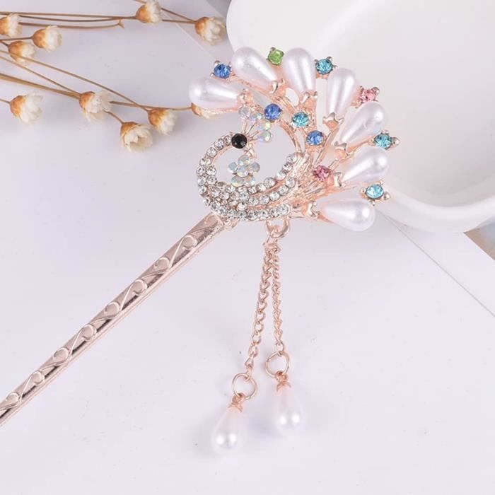 Perle bâton épingle Ornements cheveux Barrette Chapeaux Couronne Multicolor - Au quotidien