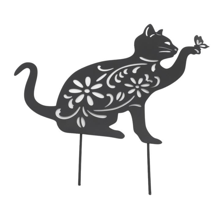 Statue De Chat Noir En Métal Pour Jardin - Décoration Extérieure Mignonne Et Résistante Pour Pelouse Et Patio