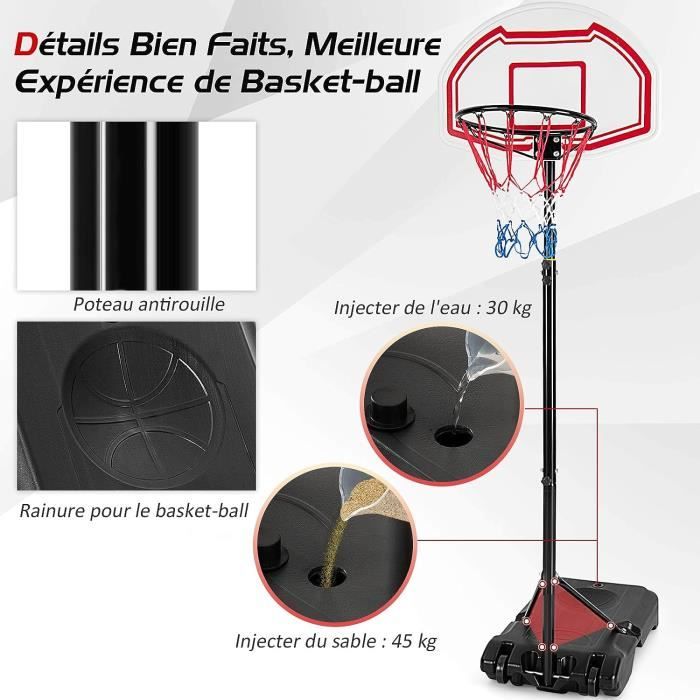 GOPLUS Panier de Basket-Ball réglable en Hauteur de 158 à 210 cm