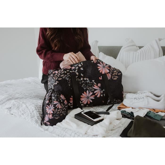 Jadyn B Weekender Bag Black Floral