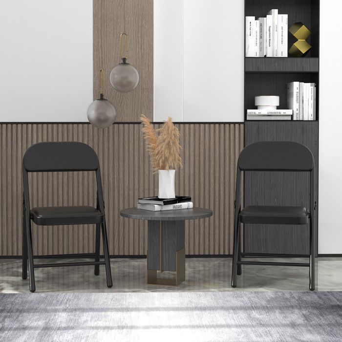 Lot De 4 Chaises Pliantes Cuisine Salle à Manger - Cadre Métal Robuste, Assise & Dossier Rembourrés Confort, Idéal Maison Bureau Événements