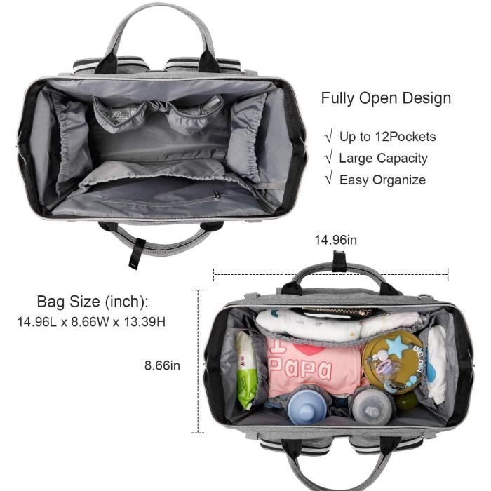 Sac à Langer Pomelo Best Bandoulière - Oxford Imperméable, Grande Capacité - Avec Matelas Et Crochets Poussette