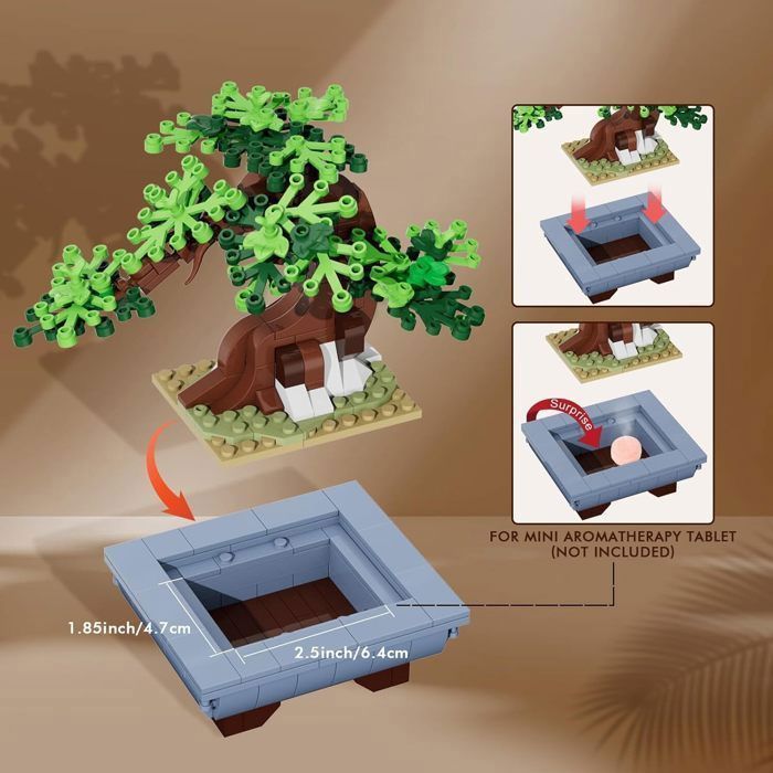 HOGOKIDS Bonsaï 4 Saisons – 584 Pièces – Pot Rectangulaire – Déco De Bureau – Dès 6 Ans