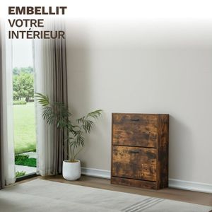 Organize Meuble De Rangement A Chaussure 12 Paires - Armoire Etagere Grande Capacité Pour Entree, Couloir - MDF Style Bois - L60xP24xH80 Cm - Blanc