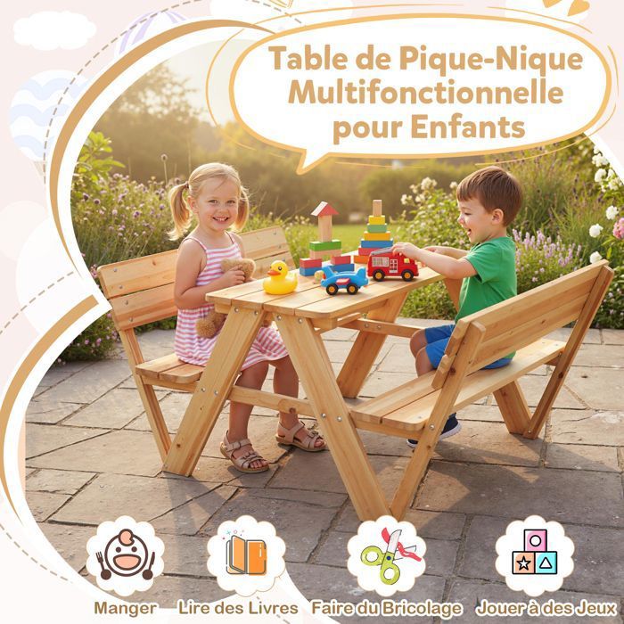 COSTWAY Table de Rempotage en Bois de Sapin Enfant avec Tableau Noir COSTWAY Table de Rempotage en Bois de Sapin Enfant avec Tableau Noir