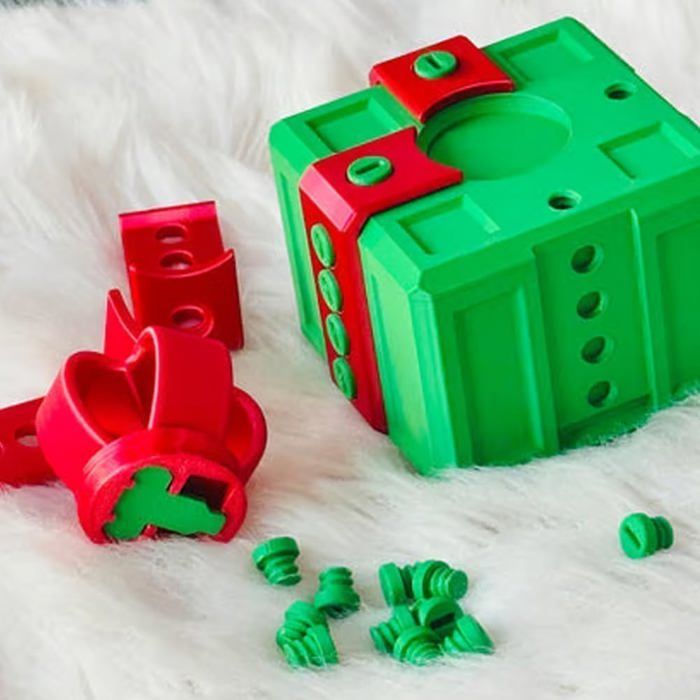 Boîte cadeau ennuyeuse 8 x 8 x 8 cm imprimée en 3D surprise amusante pour adulte (bleu rouge