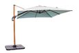 Parasol déporté SEVILLA (2,5x2,5 m) en aluminium imitation bois et toile polyester - GRIS-0