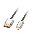 LINDY Câble HDMI® Slim - compatible HDMI 2.0 Ultra HD avec Ethernet CROMO® - type A/D - 0,5m-0