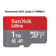 SanDisk 1 to Ultra microSDXC UHS-I Carte vitesse jusqu'à 150 Mo/s, Classe 10, U1, homologuée A1 nouveauté 2022 (adaptateur SD-0