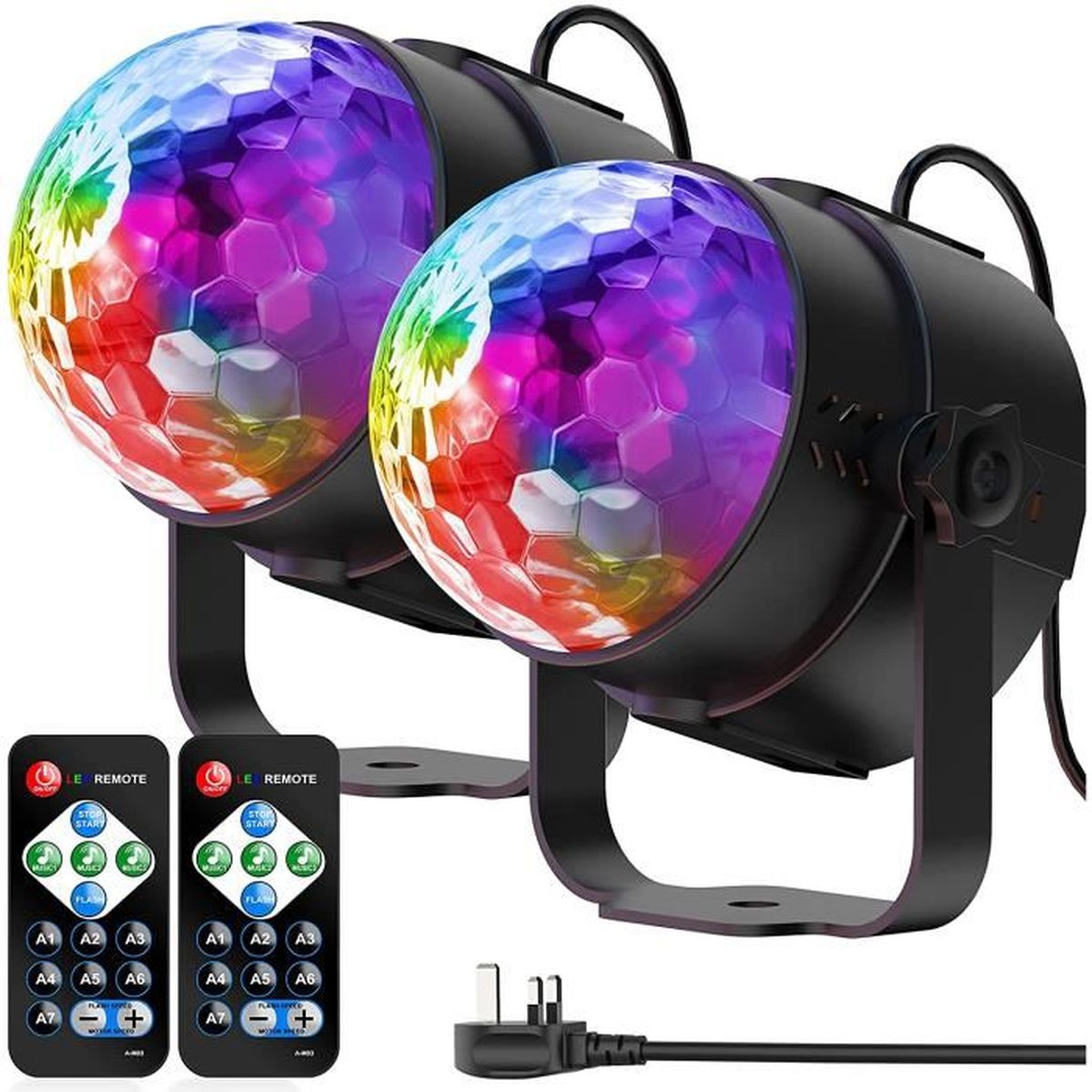 etc DJ Télécommande Activée ​par le son RGB Lumière Fête fête AZEKY Boule Disco Lot de 2 avec Discothèque boule lumineuse Noël Type-B bar eux de Lumiere pour Soiree Karaoké