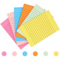 Lot de 6 blocs-notes adhésifs lignés, fournitures scolaires et de bureau, 10,2 x 15,2 cm, 6 couleurs, 50 feuilles