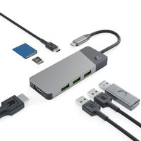 Adaptateur HUB GC Connect 7en1 (3xUSB-A 3.1 HDMI 4K 60Hz USB-C PD 85W) pour Apple MacBook M1/M2, Lenovo X1, Asus ZenBook, Dell XPS