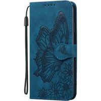 Cas Huawei Y5 2019 5 71 Pouces PU Cuir Coque Flip Papillon Rétro Motif Built Stand Magnétique Fermeture Bleu J