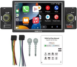 AUTORADIO Compatible avec Apple CarPlay Android Auto Autoradio stéréo Bluetooth 5 Pouces à écran Tactile avec Lien Radio FM pour iOS.[G830]