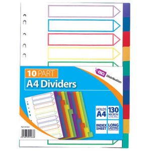 Intercalaires Classeur A4 Plastique 10 Onglets Gris - Lot De 10 Feuilles Recyclables Marque Perfect Line