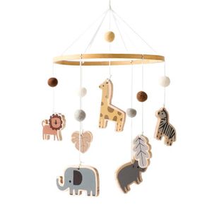 MOBILE Fête des animaux - Cloche de lit en bois pour bébé, Mobile, Jouets de berceau, Style Boho, Jouet Musical pour