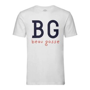 T-SHIRT T-shirt Homme Col Rond Blanc BG (Beau Gosse) Expre