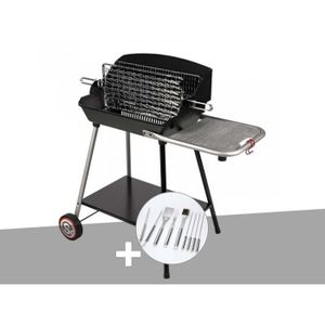 BARBECUE Barbecue Horizontal et Vertical Excel Grill Somagic - Charbon - 10 personnes - Manuel - Sur chariot