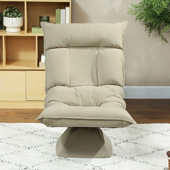 Costway Chaise de Sol Pivotante à 360° Chaise Paresseuse Réglable à 5 Niveaux avec Coussin de Massage Marron