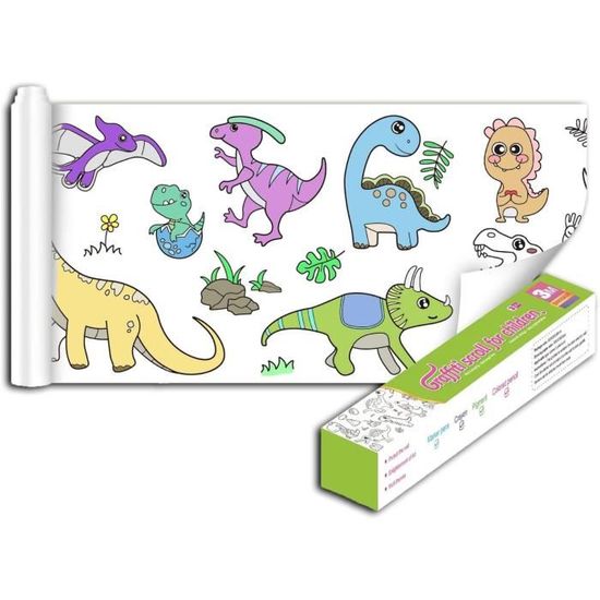 Coloriage Parc Attractions Set Coloriage Enfant Qollorette - Rouleau 480cm, Crayons, Autocollants Parc Attractions - Cadeau Dessin Géant