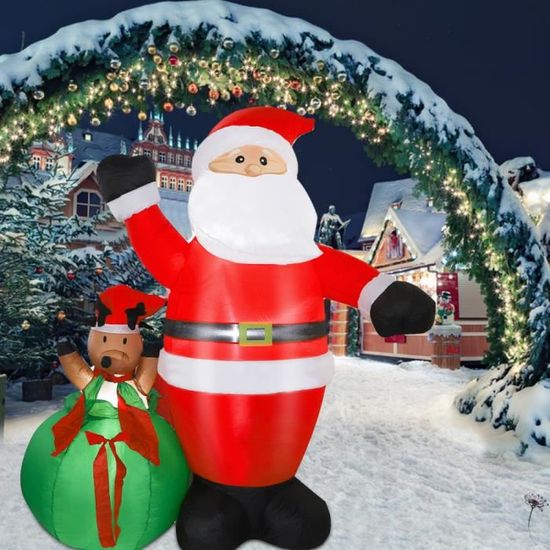 ELANCOOH 6ft Père Noël Gonflable, Lumineux Père Noël Deco Exterieur Géant Père Noël Deco pour