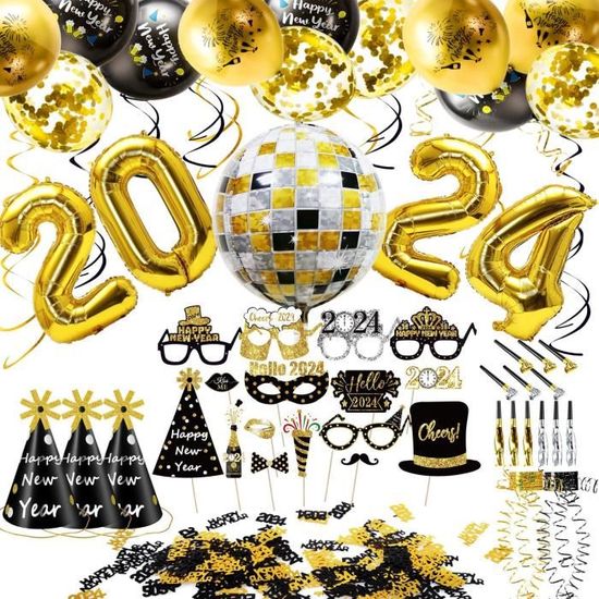 Kit Fête Nouvel An 25 Personnes - Chapeaux, Leis, Décorations Assorties - Neuf