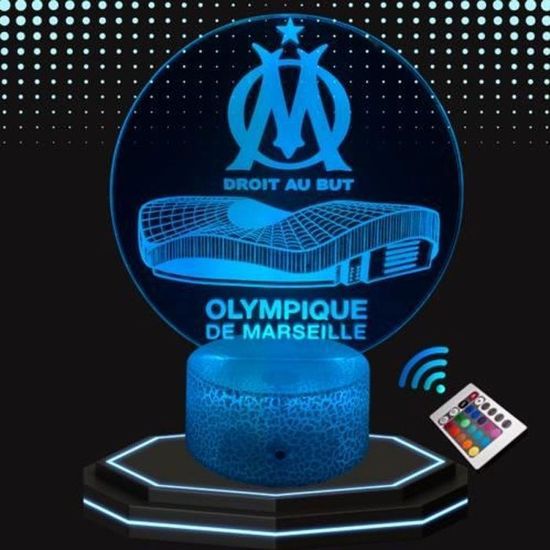 Lampe Football Olympique De Marseille, 3D Lampe LED, 16 Couleurs USB Rechargeable, Cadeau Enfant Anniversaire Noel 98668002