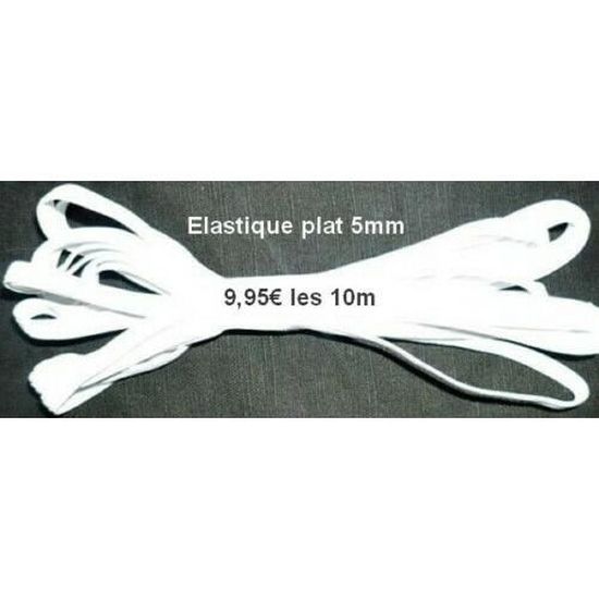 x 5 Mètre ou x 10 Mètres Elastique Plat Couture 5mm Blanc