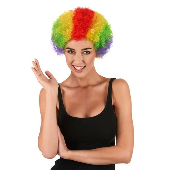 Perruque afro multicolore clown adulte 230675 Taille Unique
