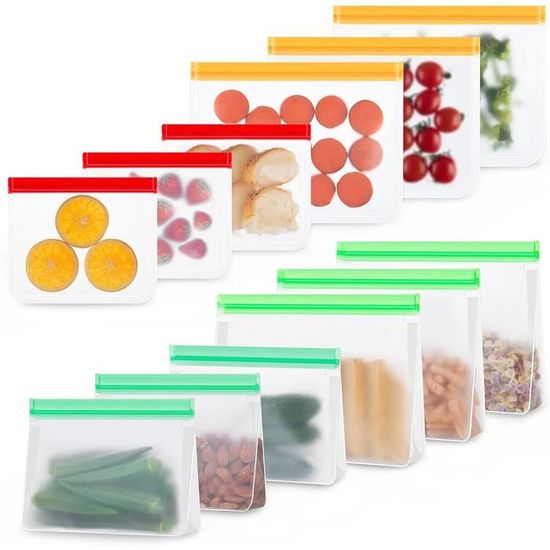 Lot De 20 Sacs De Congélation Réutilisables En Silicone Sans BPA, Sacs à Sandwich Scellés, Sacs De Congélation Pour Mariner, Viandes, Fruits, Légumes, Produits De Toilette
